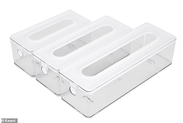 If your drawers are cluttered with zip-lock bags or you've run out of space, these clear dispenser organisers are a game changer