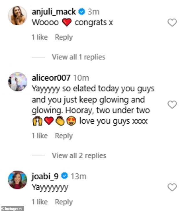 Elizabeth's fans flocked to the comments of the post to share their congratulations