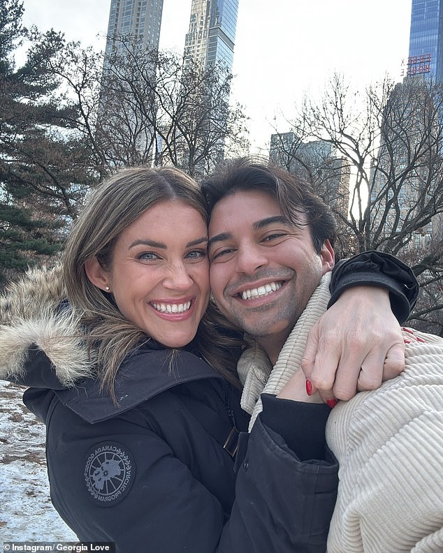 The Bachelorette star touched down following a two-week trip with a friend (right), with an insider confirming she and husband Lee are currently 'taking a break'