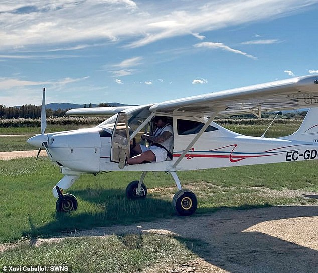 'They tell us that ultralight aviation is very safe and from experience I categorically affirm that it is not' Xavi said - pictured is Xavi in the aircraft