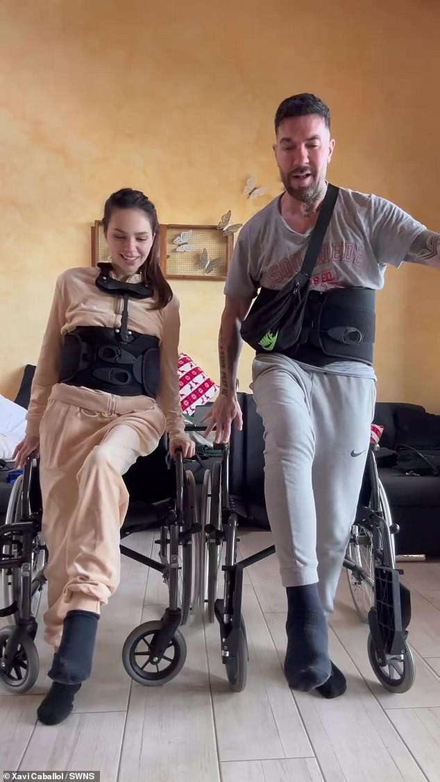 Xavi and his partner Alba are now both learning to walk again after experiencing devastating injuries from the crash