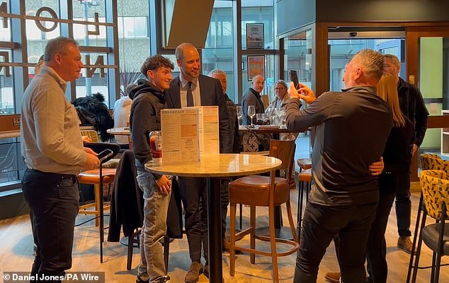 The Prince bought a round of beers for eight Villa fans and sipped a pint of Bulmers cider, staying for around half an hour before catching a train back to London