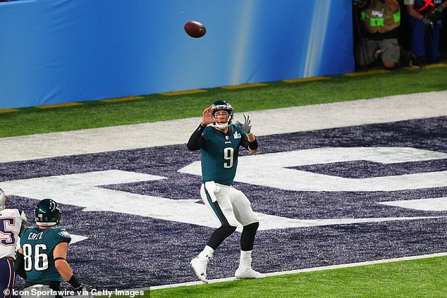 Foles signature play of the Super Bowl versus New England saw him catch a touchdown pass