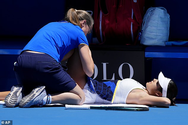 The former 2021 US Open champion required on-court treatment from a physio