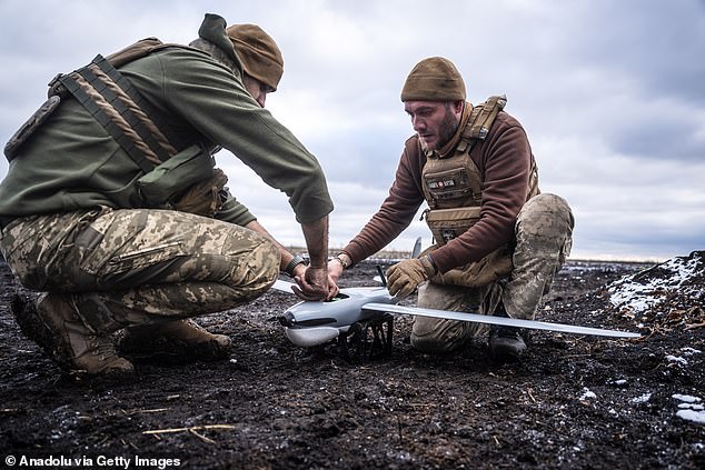 Ukrainian servicemen prepare a reconnaissance drone for deployment in the area of Pokrovsk, Ukraine on January 14