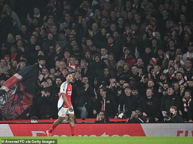 The left back, 18, was beaming as he received a standing ovation after being substituted