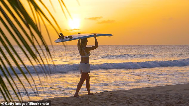 It's surfs up at this time of year in Barbados, where the calmer seas can be found in the south