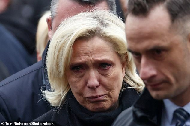 National Rally deputy Le Pen - the youngest of Jean-Marie's three daughters - sobbed outside the Val-de-Grâce church