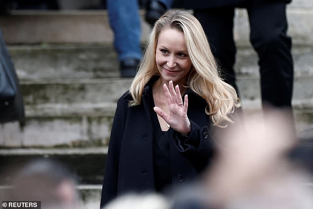 Marion Marechal, Jean-Marie's granddaughter, leaves after a religious ceremony to pay tribute to late French far-right figure Jean-Marie Le Pen