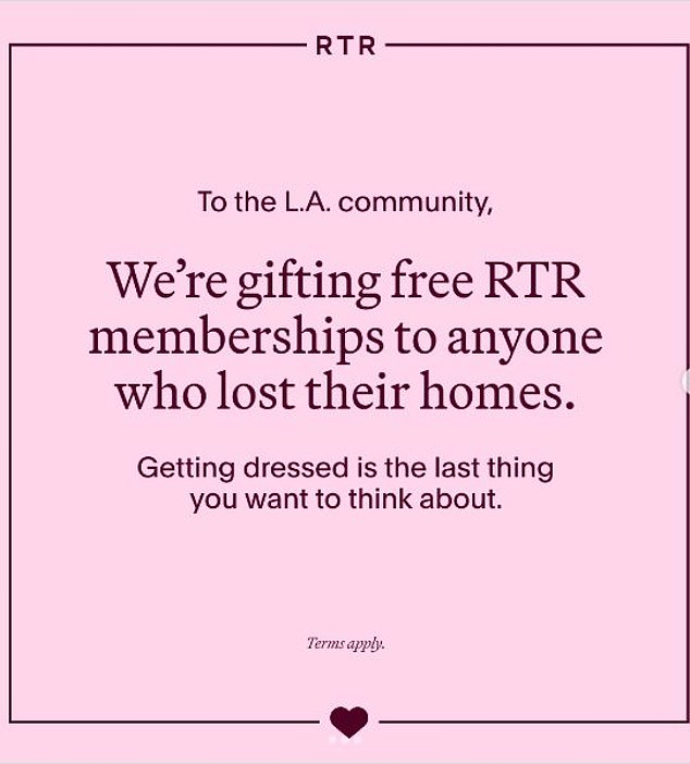 In response to the crisis, rental subscription service Rent The Runway is gifting free memberships to anyone who lost their homes