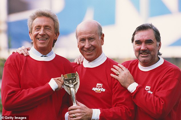 Law (left) was part of the 'United Trinity' alongside Sir Bobby Charlton (centre) and George Best (right)