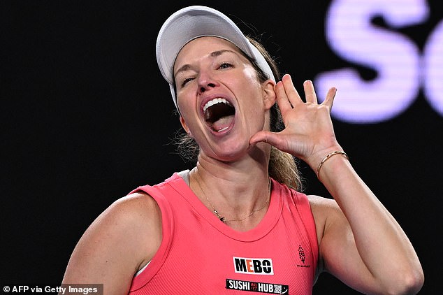 Danielle Collins has been labelled the 'most hated player in the sport' after slapping her backside and mocking the crowd (pictured) following her win against Aussie Destanee Aiava