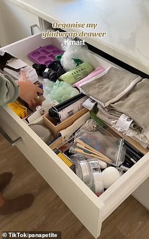 Angela showed how she transformed her cluttered drawer using 'game-changing' dispensers