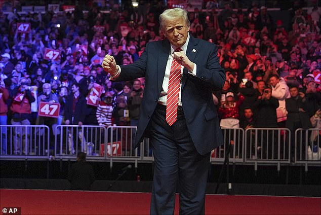 Trump dance at the conclusion of his last rally before taking his second oath of office