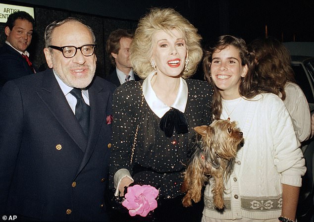 Off-screen, Joan's personal life was defined by her turbulent marriage to TV producer Edgar Rosenberg, whom she married in 1965; (Edgar, Joan and Melissa in 1987)