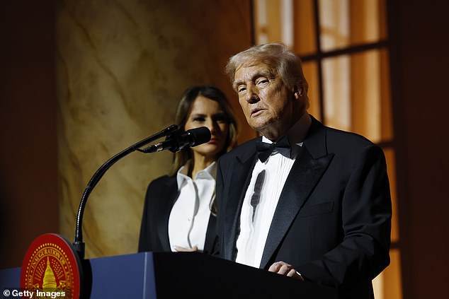 Donald Trump gave remarks alongside Melania at the dinner in the final hours before his inauguration