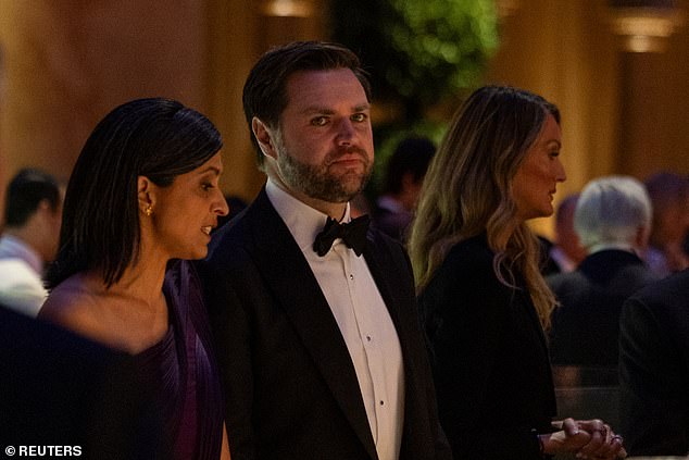 JD Vance and his wife Usha are seen together at Sunday night's event