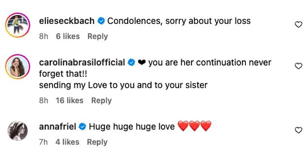 After he announced the sad news, a number of celebrity pals shared their condolences in the comments, including Cindy Crawford, Jamie Foxx, and Piers Morgan