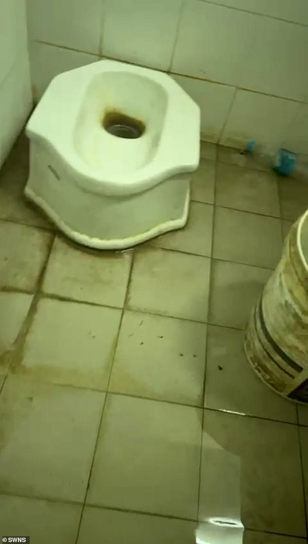 130 inmates shared four hole-in-the-wall toilets which they cleaned with a bucket of cold water, the man claimed