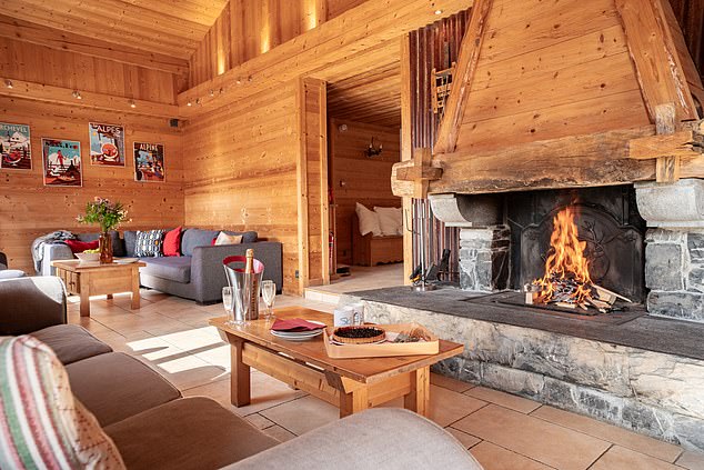 Ted says that he enjoys his stay at Chalet Marjorie, above, describing it as a 'charming, timbered abode'