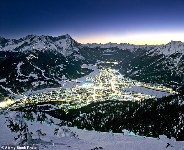 View from the mountain. The German name, which when pronounced sounds like it begins with an English 'V', is said to come from an old German word for 'slope' or 'bend'