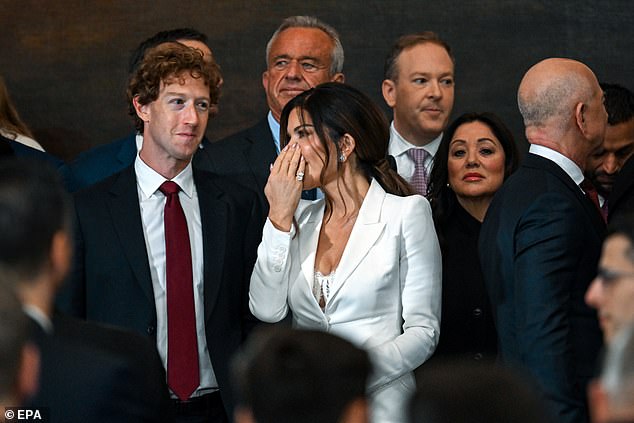 Sanchez seated next to the CEO of Meta and Facebook Mark Zuckerberg at the inauguration of Donald Trump as the 47th president of the United States