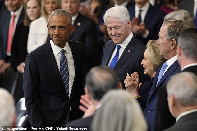 As he sat down to sign executive orders, Trump was asked which former president he would call for advice. He responded that Bill Clinton was a 'very interesting politician' and said he had a 'great political sense.' Trump was also asked about his friendly chat with former President Barack Obama during former President Jimmy Carter's state funeral