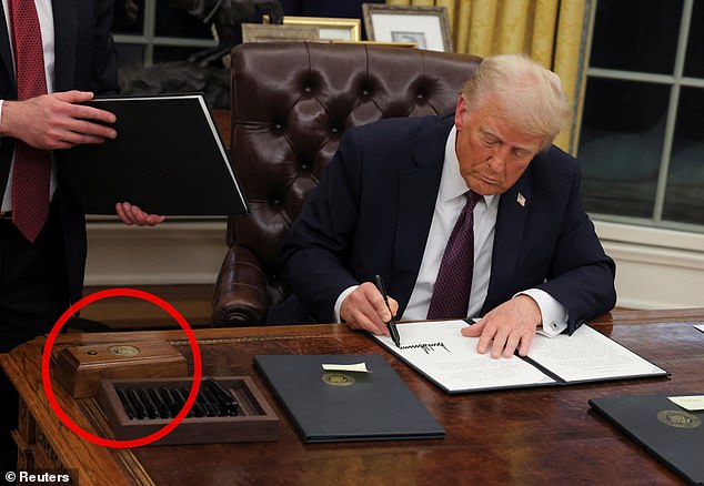 Trump is a known lover of Diet Coke and during his first term in the Oval Office had a button on the desk that he would press to summon a glass of his favorite drink on a silver tray