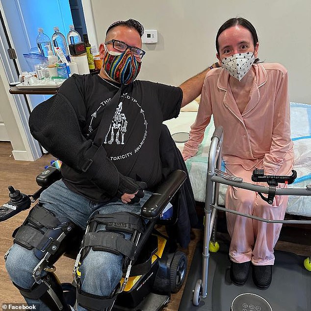 Rodriguez is raising awareness about the risks posed by ciprofloxacin. He is pictured above with Talia Smith, who also suffered from a severe reaction to the antibiotic