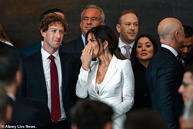 The accusations of political bias come at a sensitive time for Meta as CEO and founder Mark Zuckerberg publicly pivots towards supporting Trump. Mr Zuckerberg donated $1 million to Donald Trump's inauguration fund and was a guest at the new president's inauguration earlier this week (pictured)