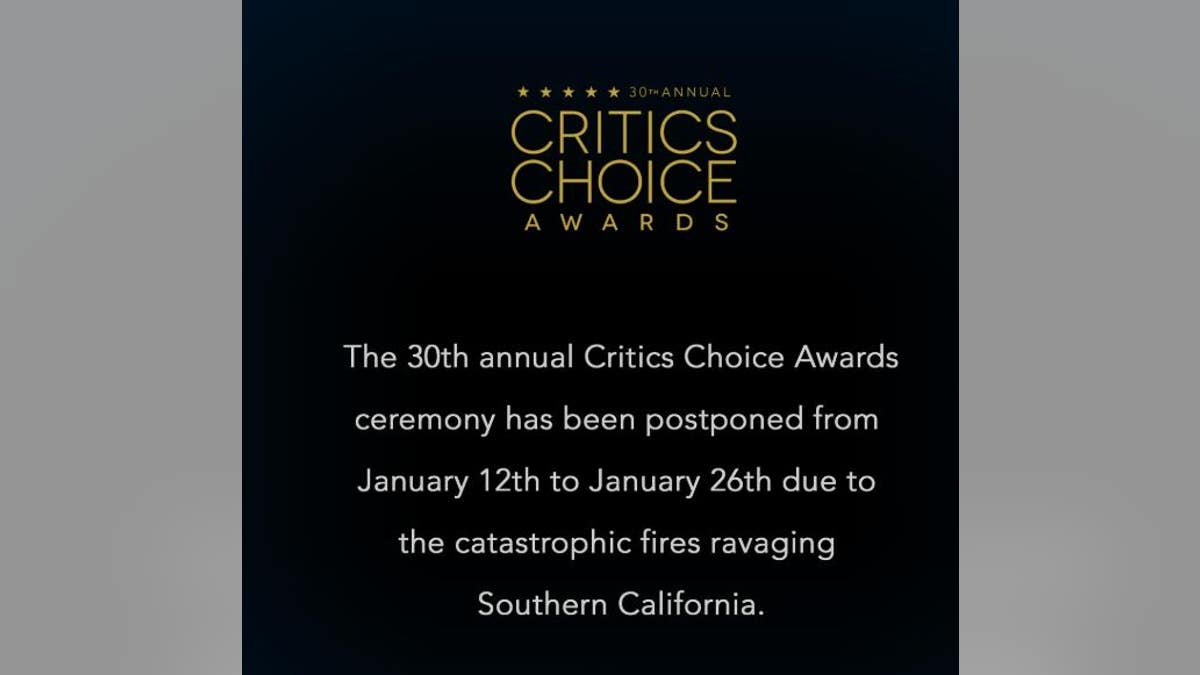 Critics Choice Awards postponement notice