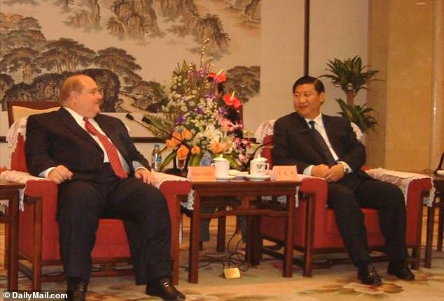 Throughout his lifetime, Pavlovich became head of Chinese gas company, Rockefeller Resources International and was pictured with the now Chinese president, Xi Jinping (above)  in a  presentation deck for his company