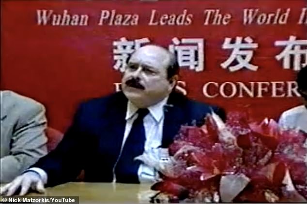 Pavlovich had links to the Chinese government dating back decades, leading to suspicions that he may have been involved in espionage. He is pictured in a screenshot from a Chinese news broadcast about Nicholas Rockefeller and his business ventures in China