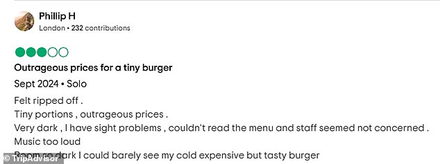 Pictured: A series of negative reviews posted by angry customers on TripAdvisor about the Street Burger branch on Kensington High Street