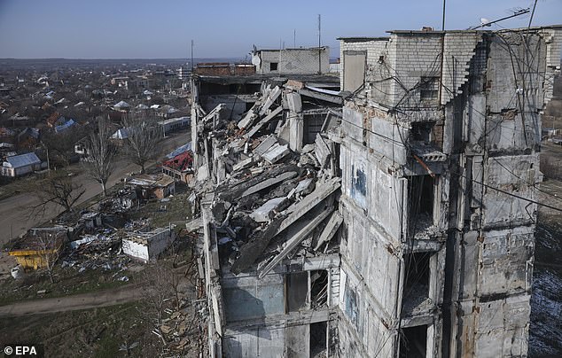 Damaged buildings in Orikhiv, Zaporizhzhia region, Eastern Ukraine, February 12 2025