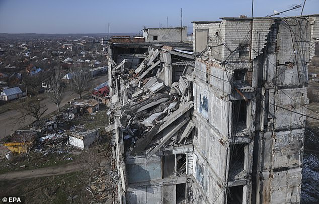 Damaged buildings in Orikhiv, Zaporizhzhia region, Eastern Ukraine, February 12 2025